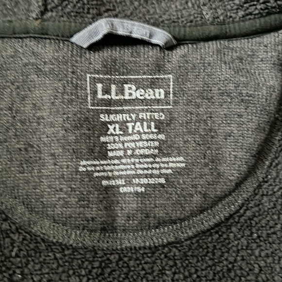 L.L. Bean Men's XL tall Sweater Fleece Full Zip Hooded Jacket Coat Green - Picture 4 of 5